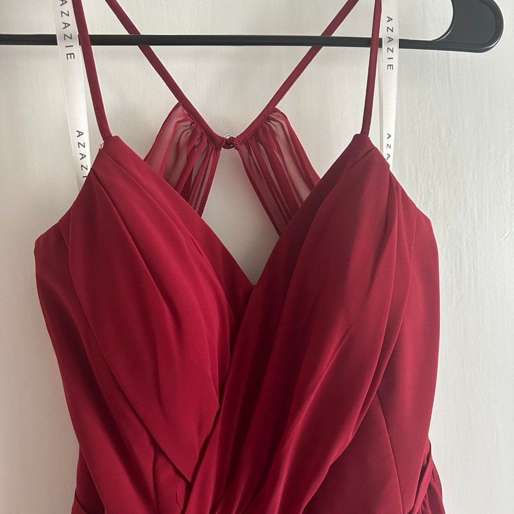 Azazie Cora Dress in Burgundy - Picture 2 of 5